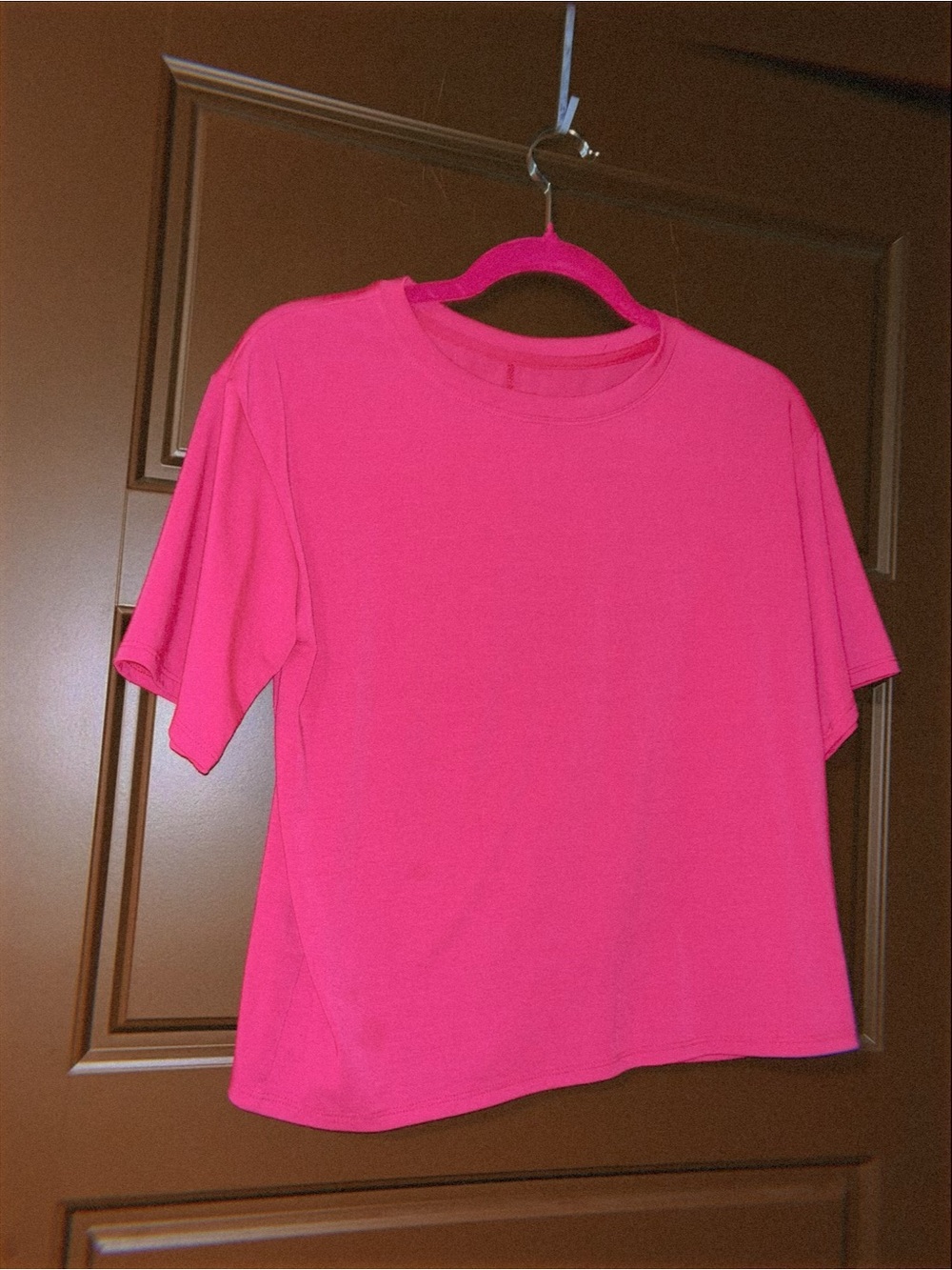 Classic Crewneck Women's Top in Bright Pink